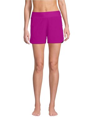 Lands' End 3" Quick Dry Elastic Waist Board Shorts Swim Cover-up Shorts - Pink