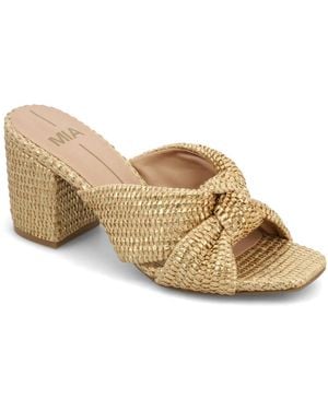 MIA Hania Woven Raffia Slip-on Dress Sandals - Brown