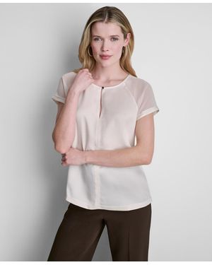 DKNY Short-sleeve Crew Neck Blouse - Multicolor