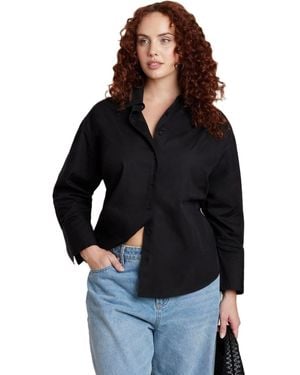 Eloquii Plus Size Tie Back Button Up Top - Black