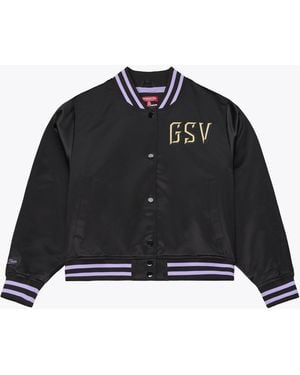 Mitchell & Ness Golden State Valkyries Lightweight Cropped Satin Jacket - Black