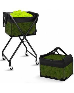 Peneyon Foldable Rolling Tennis Pickleball Hopper Cart With Removable Ball Bag - Green