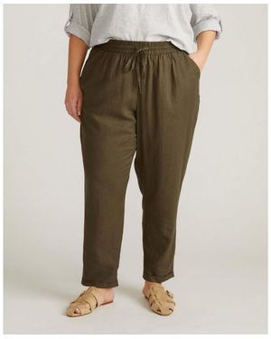 UNIVERSAL STANDARD Plus Size Sayville Linen Drawstring Pant - Green