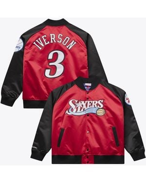 Mitchell & Ness Allen Iverson Red Philadelphia 76ers Player Lightweight Satin Jacket