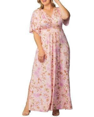 Kiyonna Plus Size Vienna Kimono Sleeve Long Maxi Dress - Black