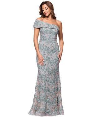 Xscape One-shoulder Soutache Lace Gown - Multicolor