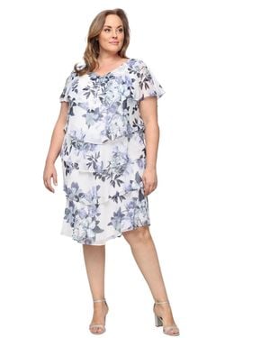 Sl Fashions Plus Size Chiffon A-line Dress - Blue