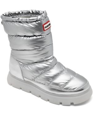 HUNTER Maribel Lug Sole Insulated Waterproof Snow Booties From Finish Line - Gray