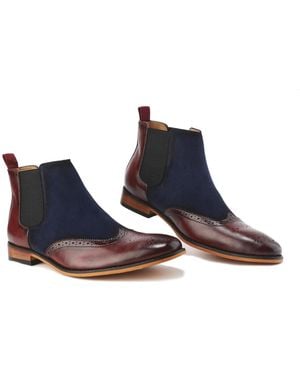 Gino Vitale Wingtip Brogue Two-tone Chelsea Boots - Blue
