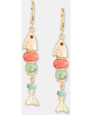 Lonna & Lilly Bead Fish Linear Drop Earrings - White