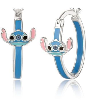 Disney Lilo And Stitch Blue Crystal Enamel Hoop Earring
