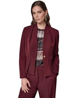 Donna Karan Petite Collarless Peplum Blazer - Red