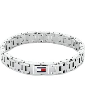 Tommy Hilfiger H-link Silver Tone Stainless Steel Bracelet - Metallic