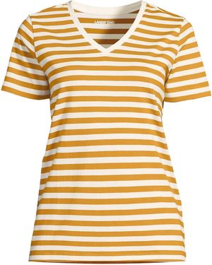 Lands' End Plus Size Relaxed Supima Cotton V-neck T-shirt - Yellow