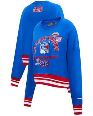 Pro Standard New York Rangers Area Code Cropped Pullover Sweatshirt - Blue