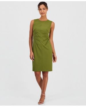 Anne Klein Pleat-waist Scuba Crepe Sheath Dress - Green