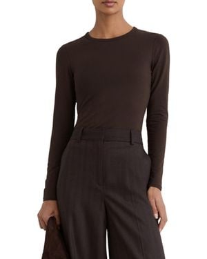 Reiss Long-sleeve Crew Neck Regular-fit T-shirt - Black