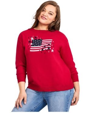 Avenue Americana Long Sleeve Crewneck Sweater - Red