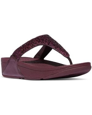 Fitflop Lulu Crystal Mix Toe-post Wedge Sandals - Purple