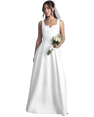Coast Pleated Satin Maxi Dress - White