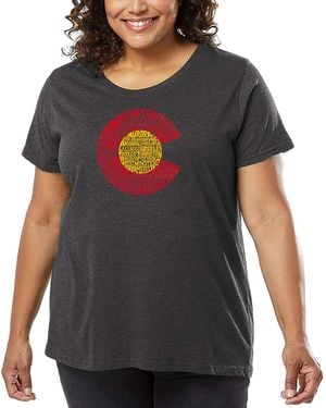LA Pop Art Plus Size Colorado Word Art T-shirt - Gray