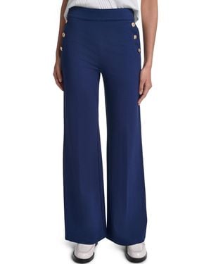 KARL LAGERFELD Side-button Wide-leg Ponte Pants - Blue
