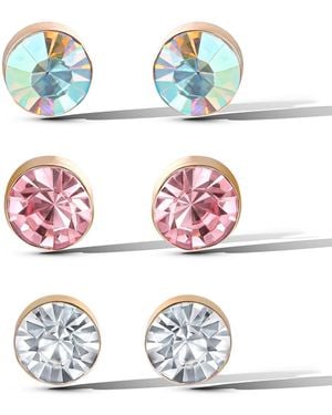 Jessica Simpson Crystal Stud Earrings Set - Pink