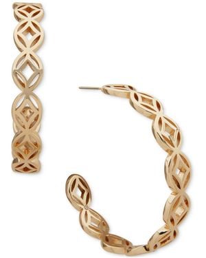 Anne Klein Tone Cutout Medium C Hoop Earrings - Metallic