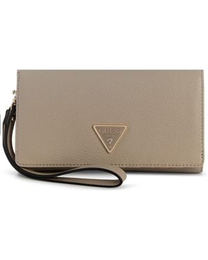 Guess Shimmer Phone Organizer Magnetic Snap Wristlet - Natural
