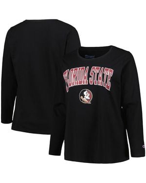 Profile Florida State Seminoles Plus Size Arch Over Logo Scoop Neck Long Sleeve T-shirt - Black