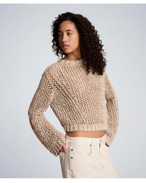 Kenneth Cole Two Tone Open Stitch Pull-on Top - Natural
