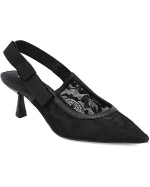 MIA Naida Slingback Kitten Heel Mesh Pumps - Black