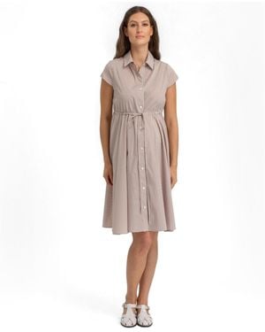 PIETRO BRUNELLI MATERNITY Viola Striped Short-sleeve Button-down Shirt Dress - Multicolor