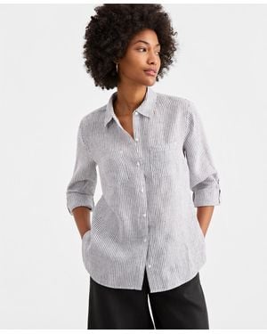 Charter Club 100% Linen Shirt - White