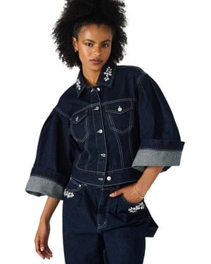 Steve Madden Dorothy Bejeweled 3/4-sleeve Jacket - Blue