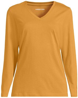 Lands' End Supima Cotton Long Sleeve V-neck T-shirt - Yellow
