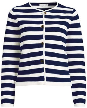 Lands' End Fine Gauge Cotton Milano Blazer Sweater - Blue