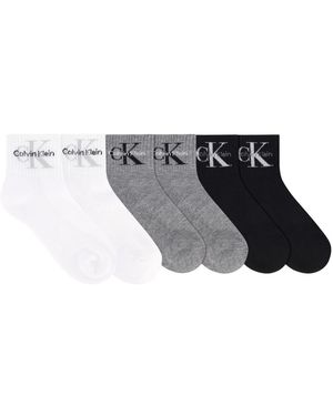 Calvin Klein Monologo Arch Support Athletic 1/2 Terry Ankle Socks - Black