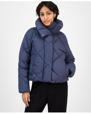BCBGMAXAZRIA Short Diamond Puffer Coat - Blue