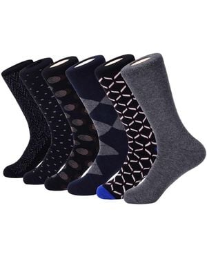 Mio Marino Dress Crew Socks 6 Pack - Blue