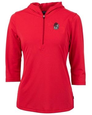 Cutter & Buck Georgia Bulldogs Virtue Eco Pique Half-zip 3/4 Sleeve Pullover Hoodie - Red