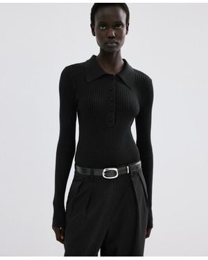 Mango Contrast-bodice Long Jumpsuit - Black