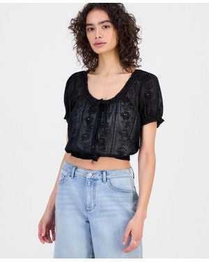 And Now This Cotton Embroidered Cropped Blouse - Black