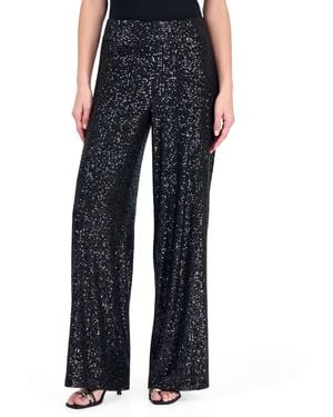 Tahari Petite Wide-leg Sequin Pull-on Pants - Blue