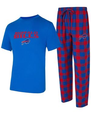 Concepts Sport 2-piece Royal/red Buffalo Bills Avondale T-shirt And Flannel Pants Set - Blue