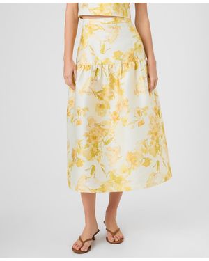 French Connection Printed Midi Skirt - Yellow