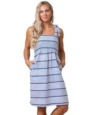 Hope & Henry Smocked Bow Shoulder Sundress - Blue