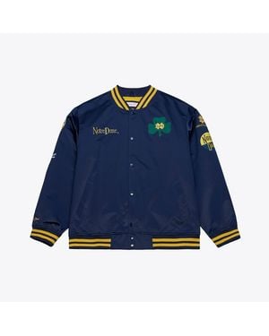 Mitchell & Ness Notre Dame Fighting Irish Double Clutch Lightweight Satin Full-snap Jacket - Blue