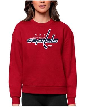 Antigua Washington Capitals Primary Logo Team Logo Victory Crewneck Pullover Sweatshirt - Red