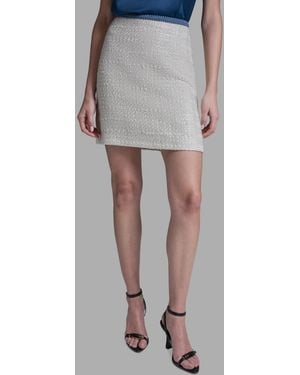 BCBGMAXAZRIA Denim Braid Knee Length Skirt - Gray